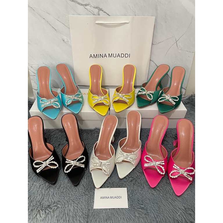 SANDAL HEELS WANITA IMPORT / AMINA MUADDI A144 / SANDAL PESTA