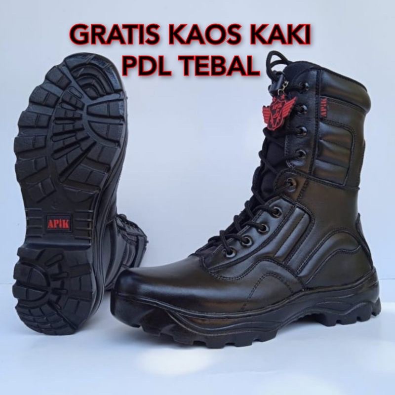 SEPATU PDL LGR RJR APIK BAHAN KULIT SAPI ASLI SEPATU PDL DINAS LAPANGAN TNI POLRI SECURITY SATPAM SEPATU BOOTS PRIA DAN WANITA