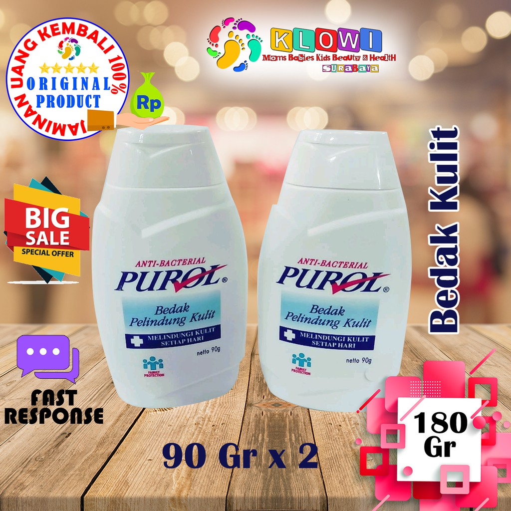 Purol Talc Medicated Powder 90g/Blue/Purol Powder/Bedak Purol/Gatal & Biang Keringat 2 Pcs