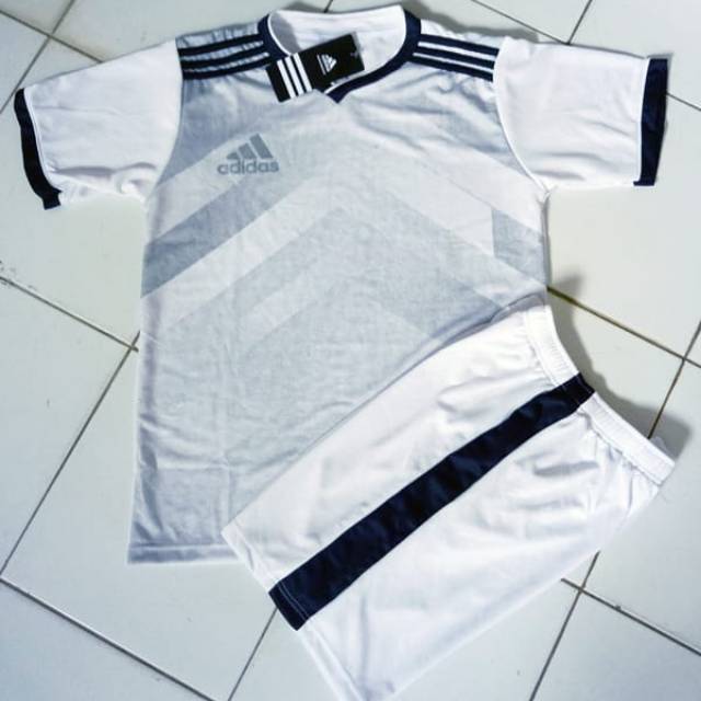 Kaos Setelan Olahraga Murah / Baju futsal/ Jersey futsal / Kostum Bola / Setelan Baju Adidas putih