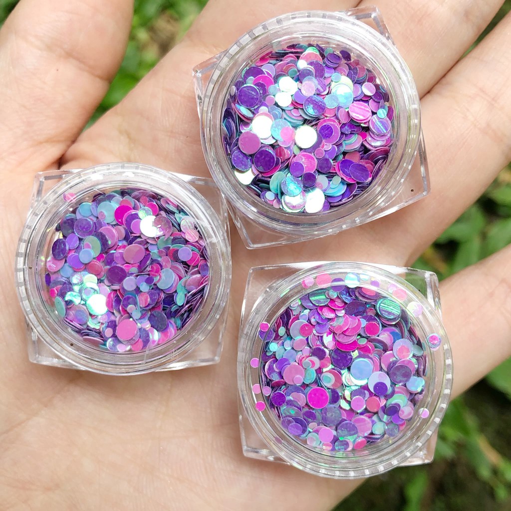 Unicorn round flakes manik bulat mix size purle shade Produk Good Quality