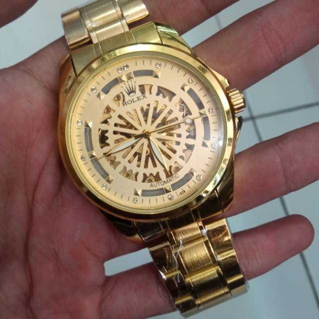 Jam tangan pria mekanik otomatis stainless anti air tanpa baterai mesin berputar