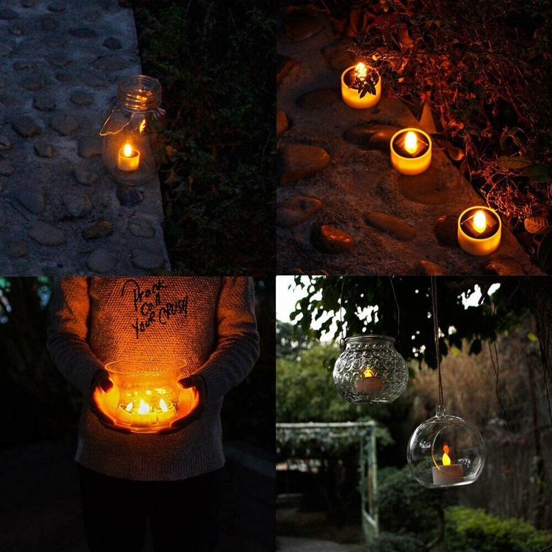 Lampu Lilin Elektronik Simulasi Tahan Air Plastik ABS Portabel Tenaga Surya/Taman Luar Ruangan Romantis Hias Keselamatan Flameless Candles Lamp