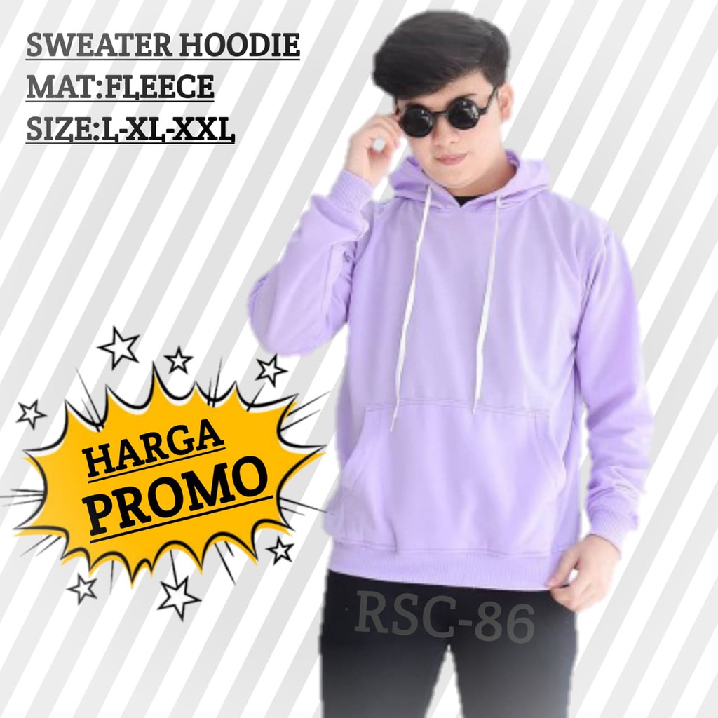 Sweater hoodie polos / pria wanita size l xl xxl bahan fleece / original-1