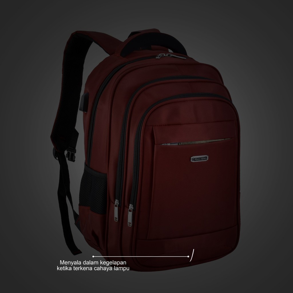 (RF) Tas Ransel Pria Polo Hiero 71003 Tas Laptop Sekolah Backpack (Free Rain Cover+USB Extension)