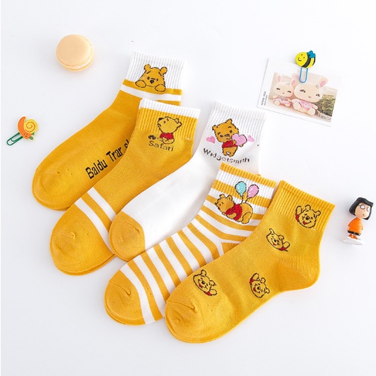 KAOS KAKI ANAK PEREMPUAN KARAKTER WINNIE THE POOH KAOS KAKI BAYI MOTIF LUCU BAHAN KAIN TEBAL IMPORT KLH