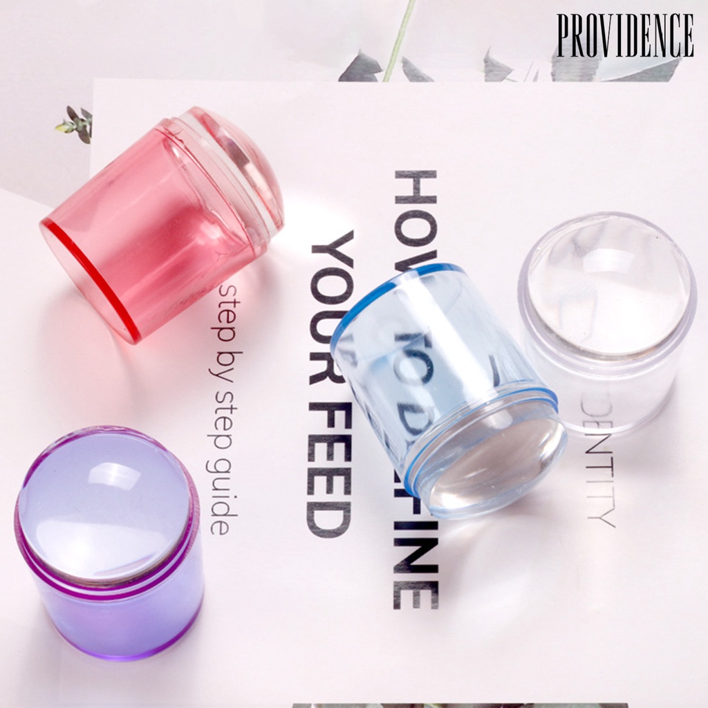 Providence 1 Set Nail Stamp Tool with Nail Scraper Delicate Touch Transparent Head Nail Silicone Template Seal Stamp for Home Use