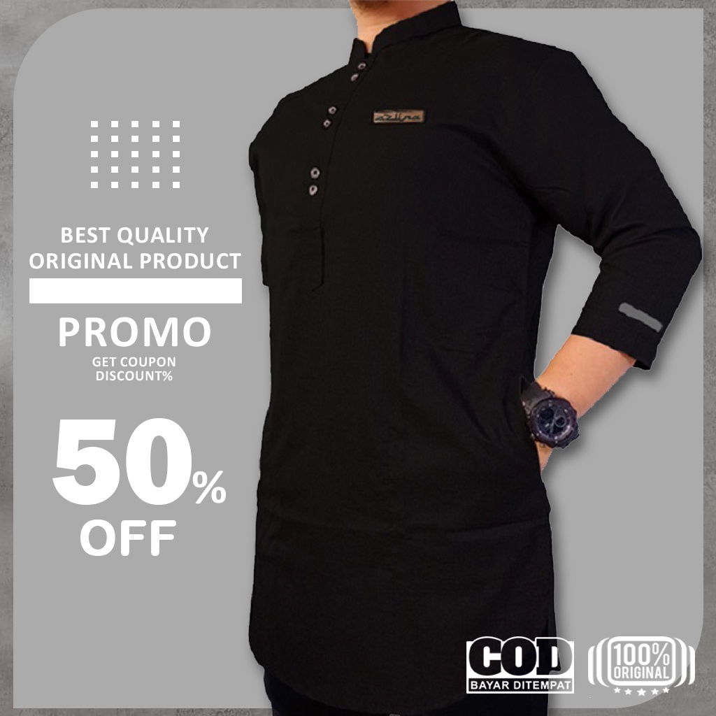 Baju Koko Kurta Pakistan Pria Dewasa Muslim Polos Katun Original