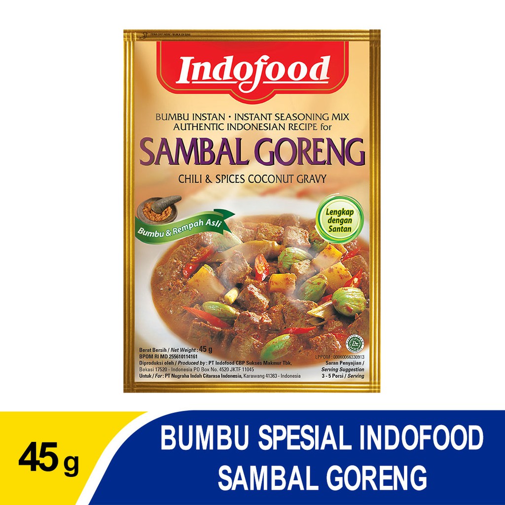 Indofood Bumbu Instant Sambal Goreng x 24 Pcs | Shopee ...