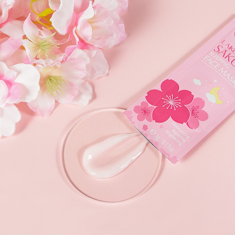 LAIKOU Sakura Sleeping Mask Sachet Cherry Blossoms Gel Masker Tanpa Bilas 3g