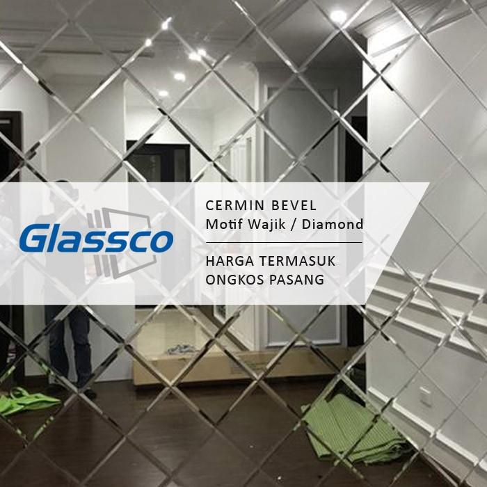 Mirror Full Cermin Bevel Dekorasi Wajik Diamond (Silver Mirror)