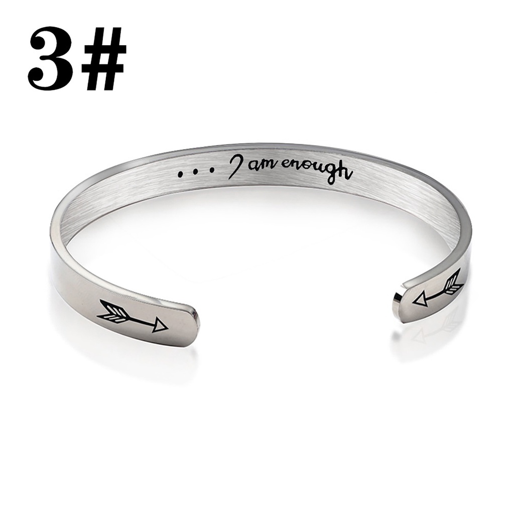 Hu Hu Hu Hu Hu Alat Bantu Pasang Kacamata♡ Gelang Bangle Open Cuff Motif Tulisan Keep Fucking Going Bahan Stainless Steel Untuk Hadiah