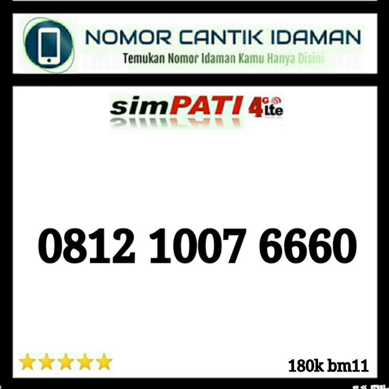 kartu perdana nomor cantik simpati 4g lte seri 1006 7771 bmi11