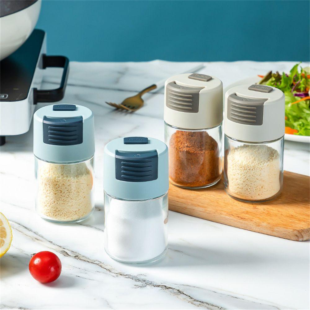 Solighter Botol Bumbu Aksesoris Dapur Transparan Isi Ulang Kaca Press Botol Garam