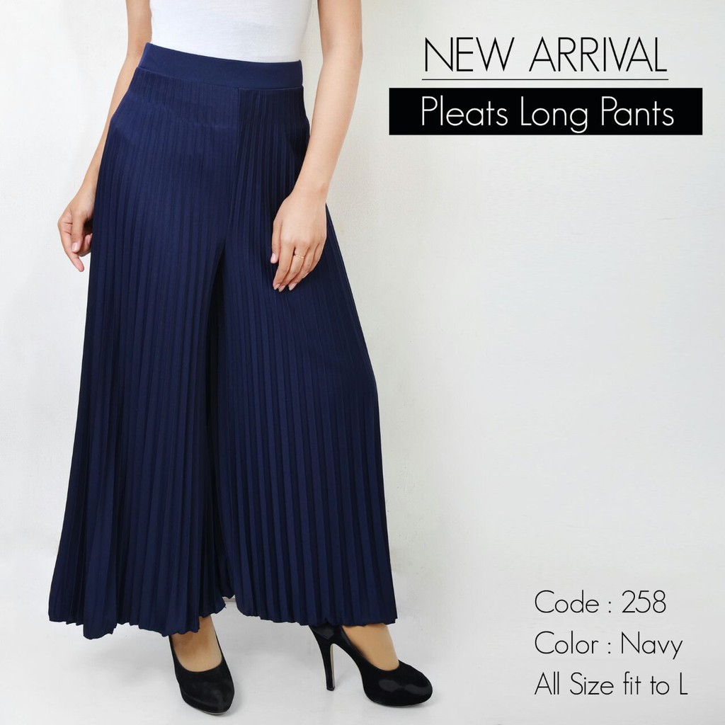 KULOT PLISKET CELANA PLISKET PUTIH (258 WHT) PLEATS PANT KULOT PRISKET KULOT PANJANG PLISKET REMPEL