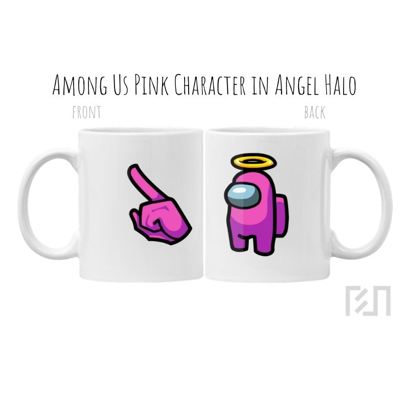 Mug Among Us Pink Character in Angel Halo Icon