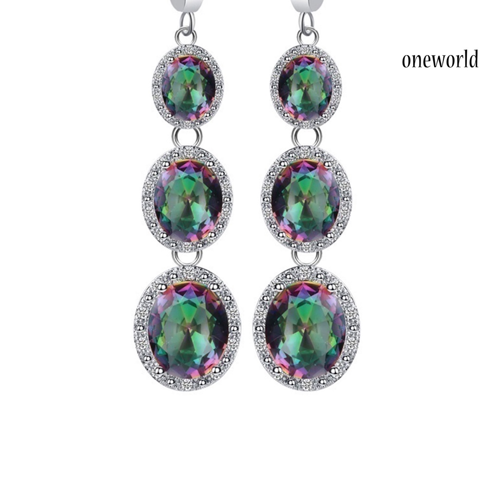 OW@ 3Pcs Necklace Fashion Elegant Multicolor Faux Topaz Pendant Jewelry Set for Women