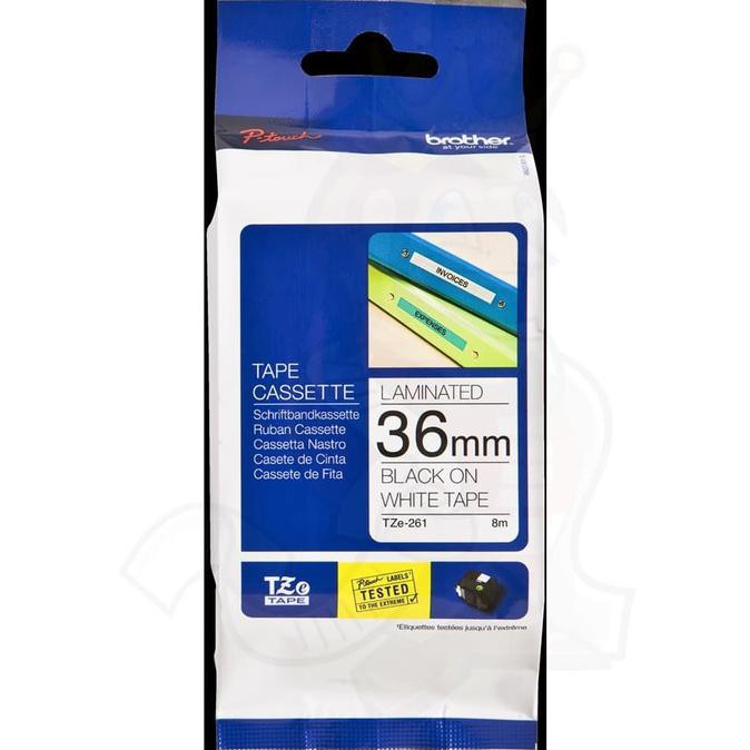 

Brother Label Tape TZ-261 Black on White 36mm - Laminated