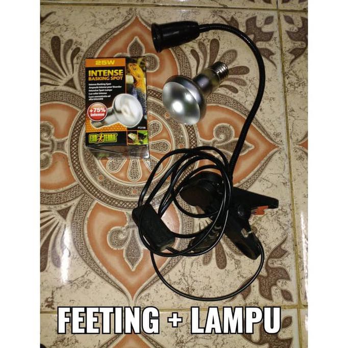 Lampu Reptile/Lampu penghangat/Sulcata/Jepit + Lampu ExOTerra 1set