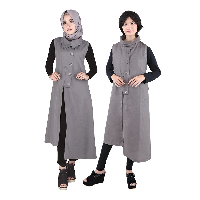 Baju Vest Wanita Outerwear Wanita Casual Murah Warna Abu Abu RKO 021