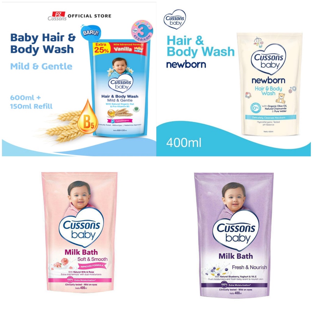 Cussons Baby Hair and Body Wash 400 ml / Cusson Sabun Cair Anak Refiil | Cussons Baby Newborn Hair a