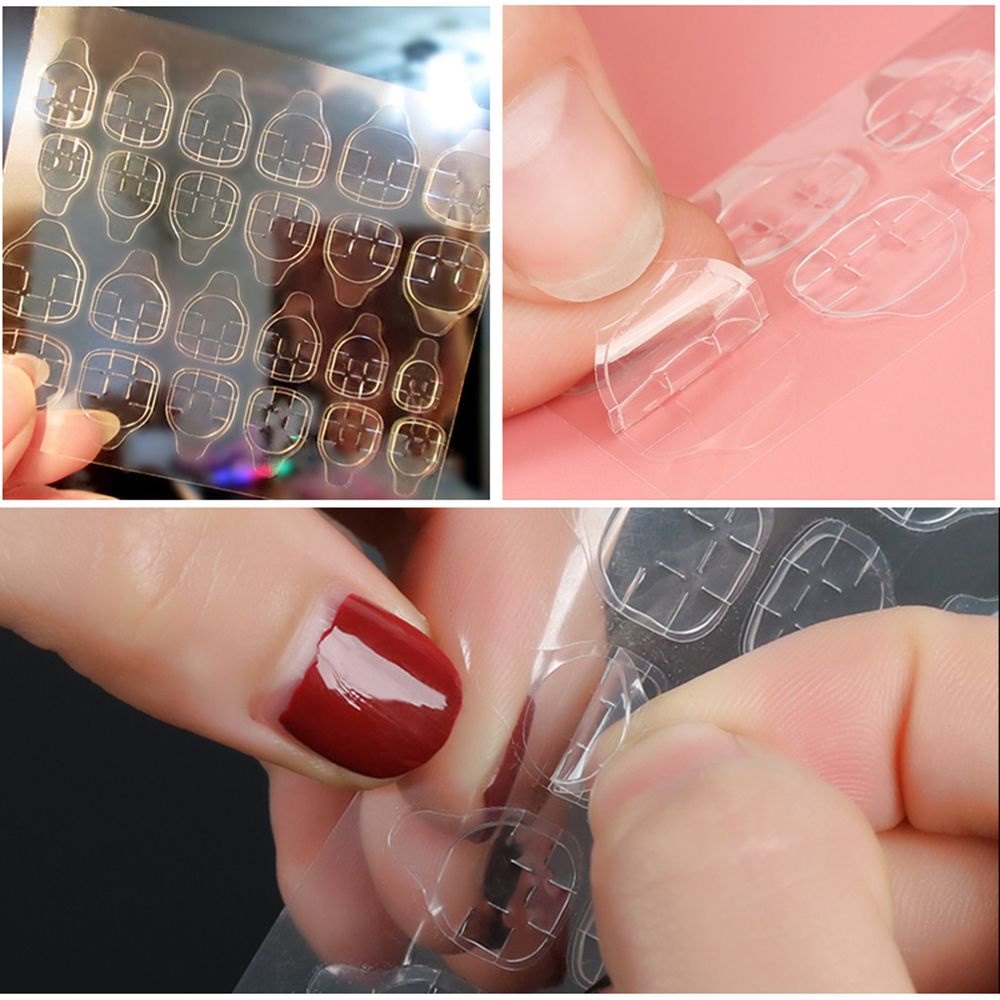 MXBEAUTY 5 Sheet/Pack Fake Nail Tips Transparent Nail Art False Nail Stickers For Press On Nails Adhesive Tabs Waterproof Double-Sided Tapes Clear Crystal Jelly Tape Nail Gel