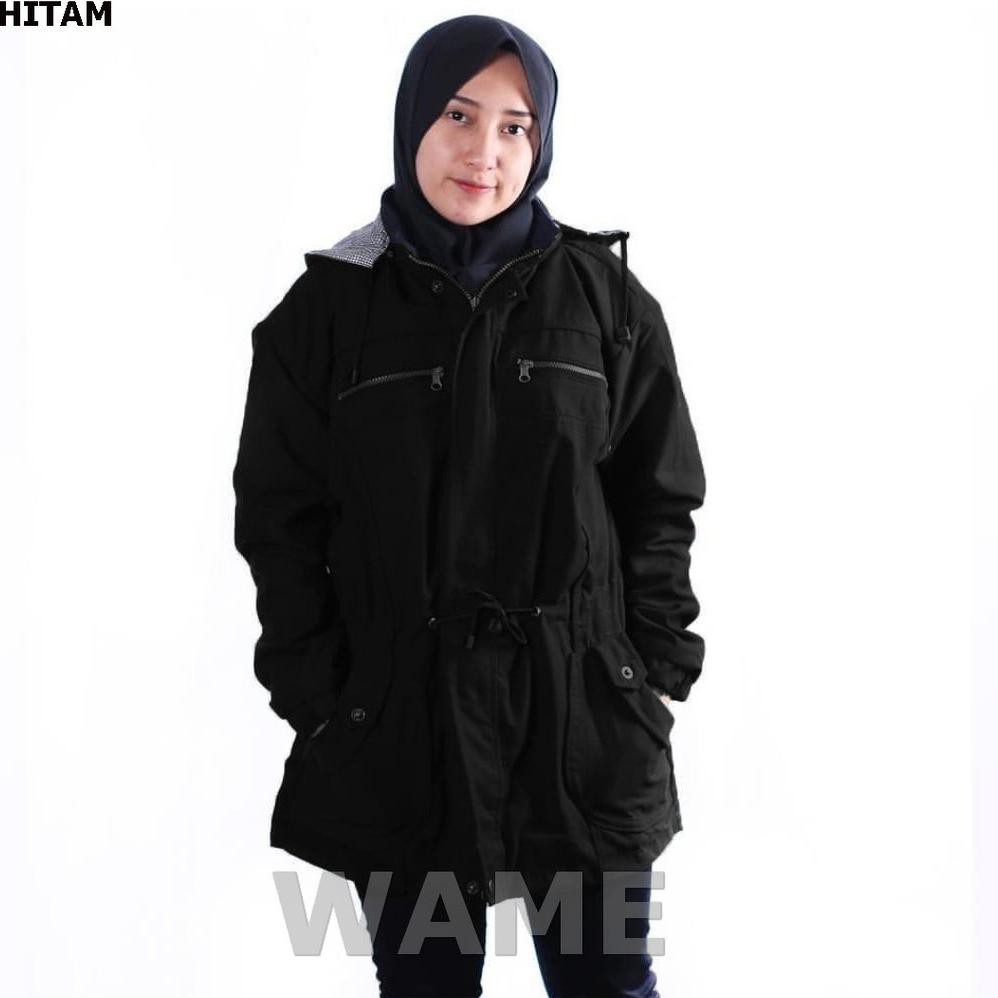 JAKET PARKA CEWE / WANITA HITAM WAME POLOS BAPAK ANAK JEANS LEVIS