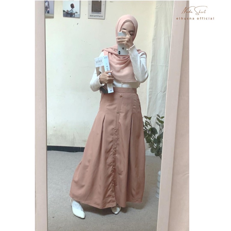 [𝐄𝐥𝐡𝐮𝐬𝐧𝐚] nada skirt / rok formal / rok lebar / rok kerja / rok panjang / bawahan wanita / rok A