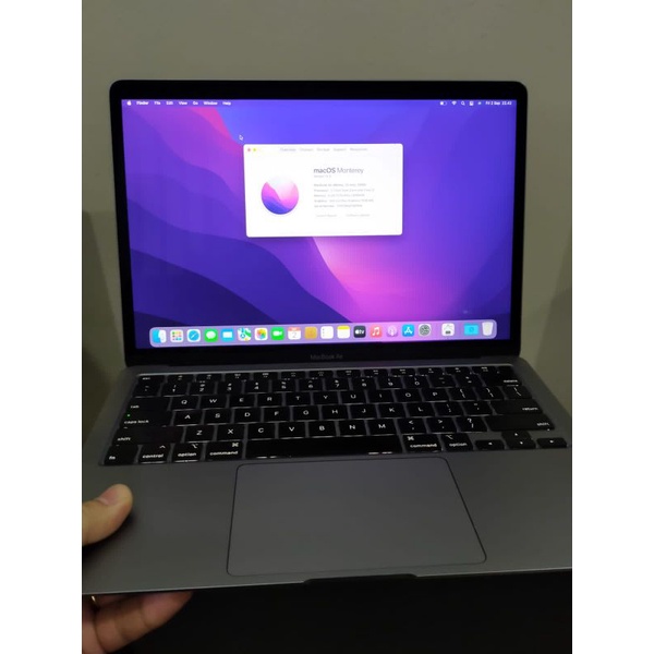 OBRAL  MACBOOK AIR RETINA 2020 OS MONTEREY 13 IN RAM 16 SSD 256 MULUS ULTRA SLIM GREYY