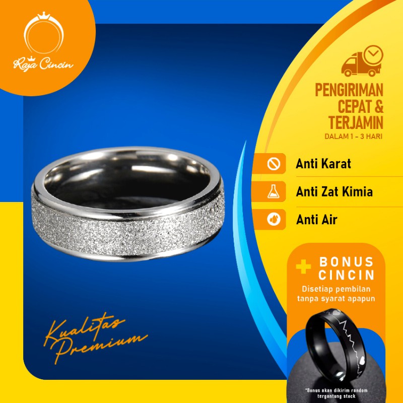 Cincin Palladium Silver Titanium Bts Hitam Polos Simple Fashion Murah Pria Keren