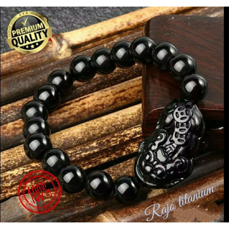 GELANG BATU GIOK PIXIU HITAM KUALITAS PREMIUM ORIGINAL