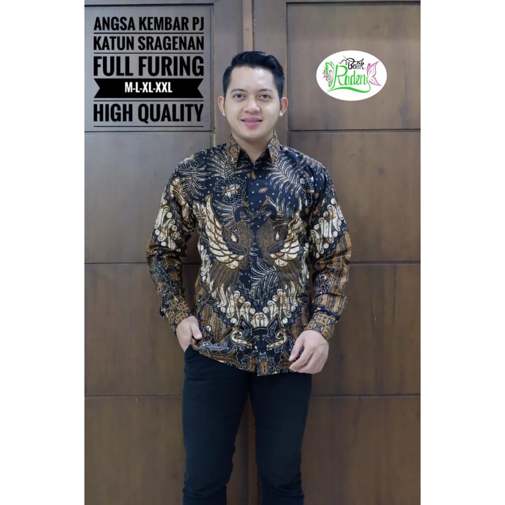 ANGSA KEMBAR Kemeja Batik Pria Full Furing Katun Sragenan