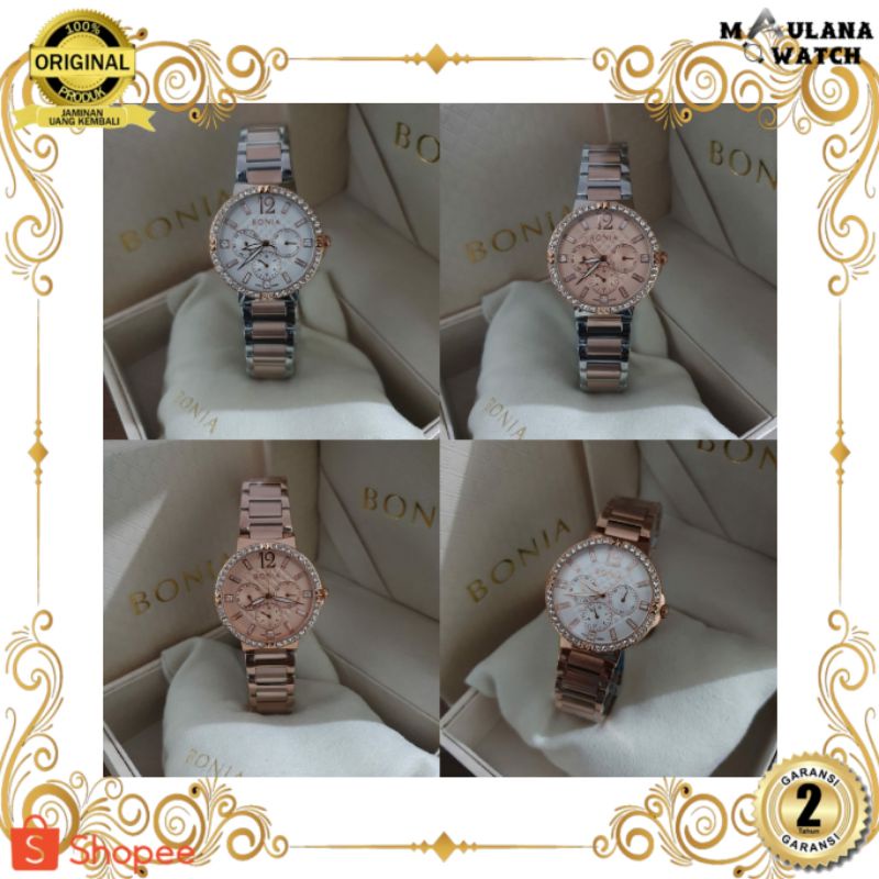 JAM TANGAN PRIA WANITA | RANTAI | KULIT | KARET | MURAH | BONIA 10433 ORI FOR LADIES
