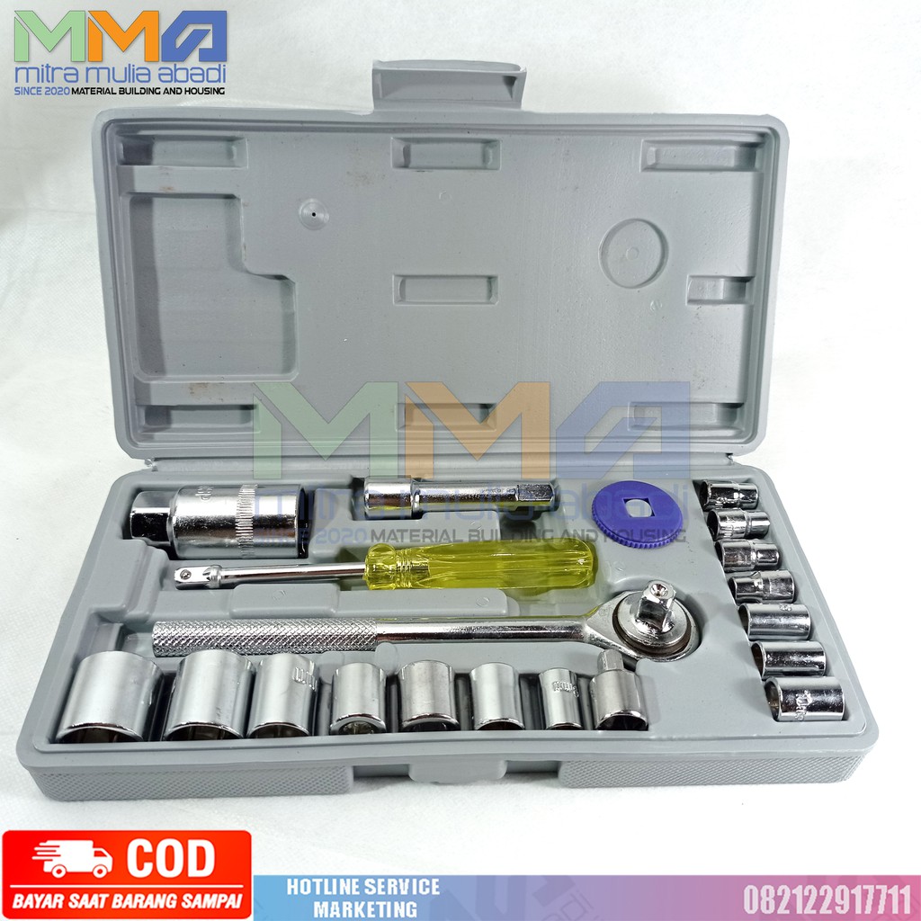 KUNCI SOCK 21PCS / KUNCI MOTOR/ RING KUNCI PAS Socket Wrench Set