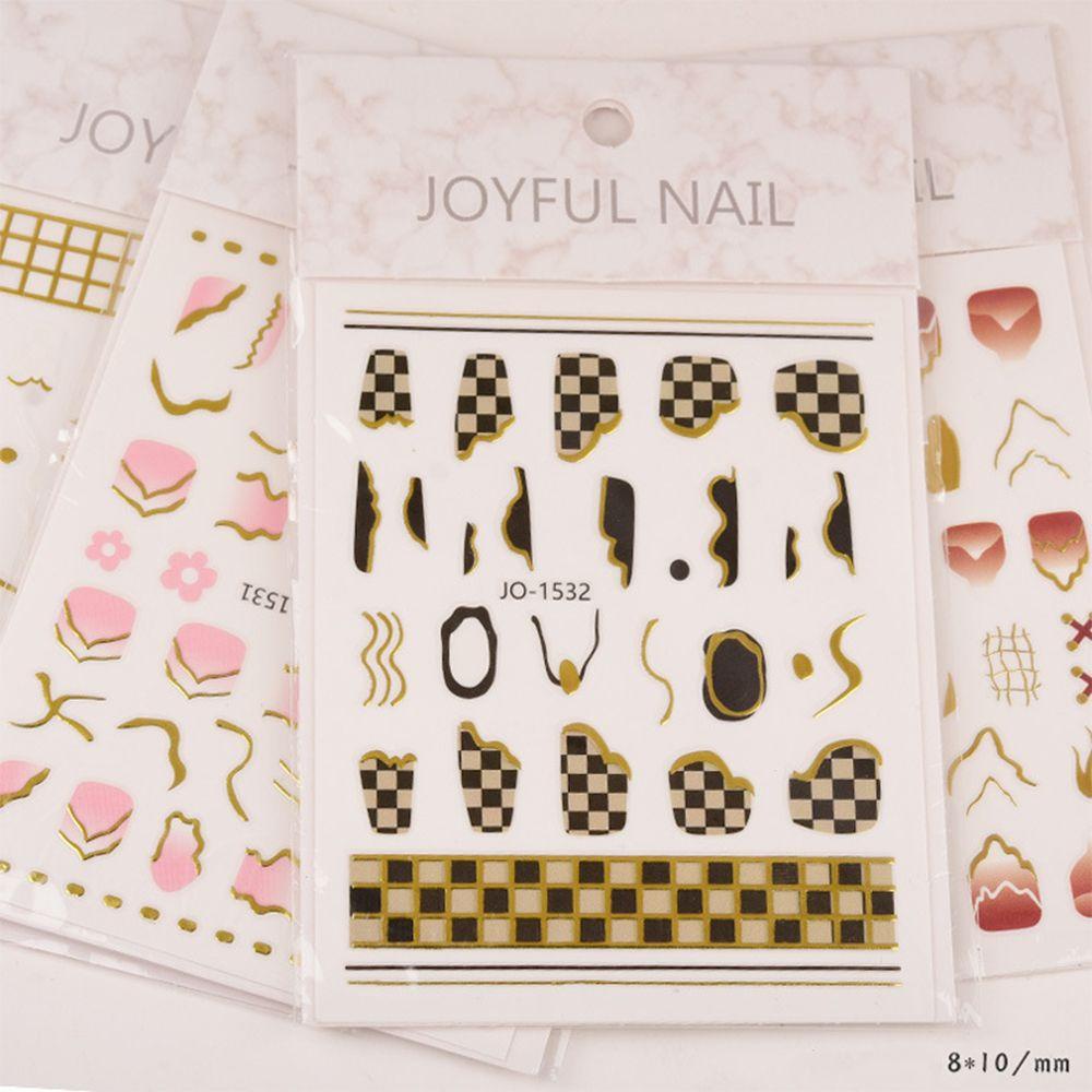 Preva Stiker Kuku Perekat Emas Hitam Desain DIY Manicure Hill Pattern