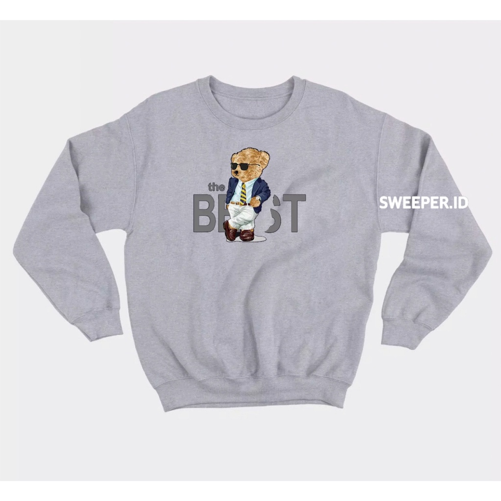 SWEATER CREWNECK TEDDYBEAR THE BEST BAHAN FLEECE BAHAN FLEECE