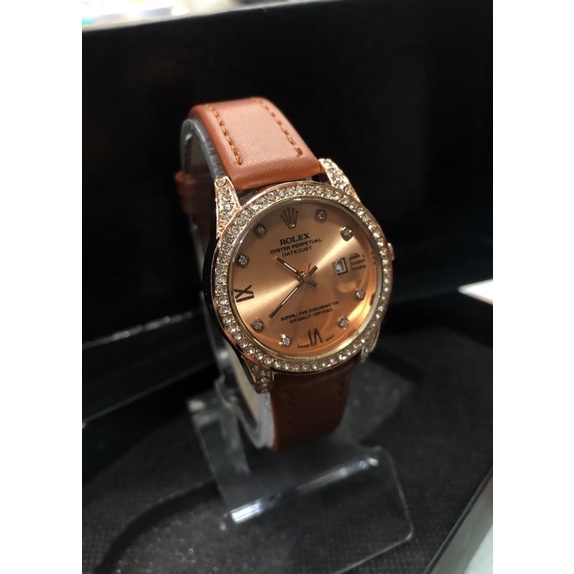 BISA COD JAM TANGAN FASHION WANITA CEWEK TERBARU ROLEX TALI KULIT