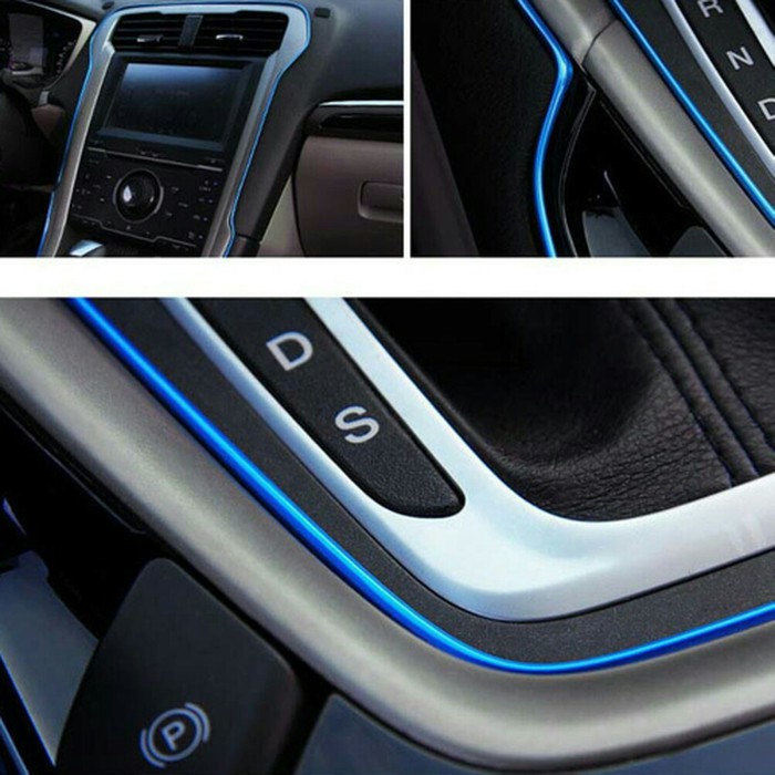 5M Karet Warna Biru Lis Interior Dekorasi Mobil Moulding Trim Strip