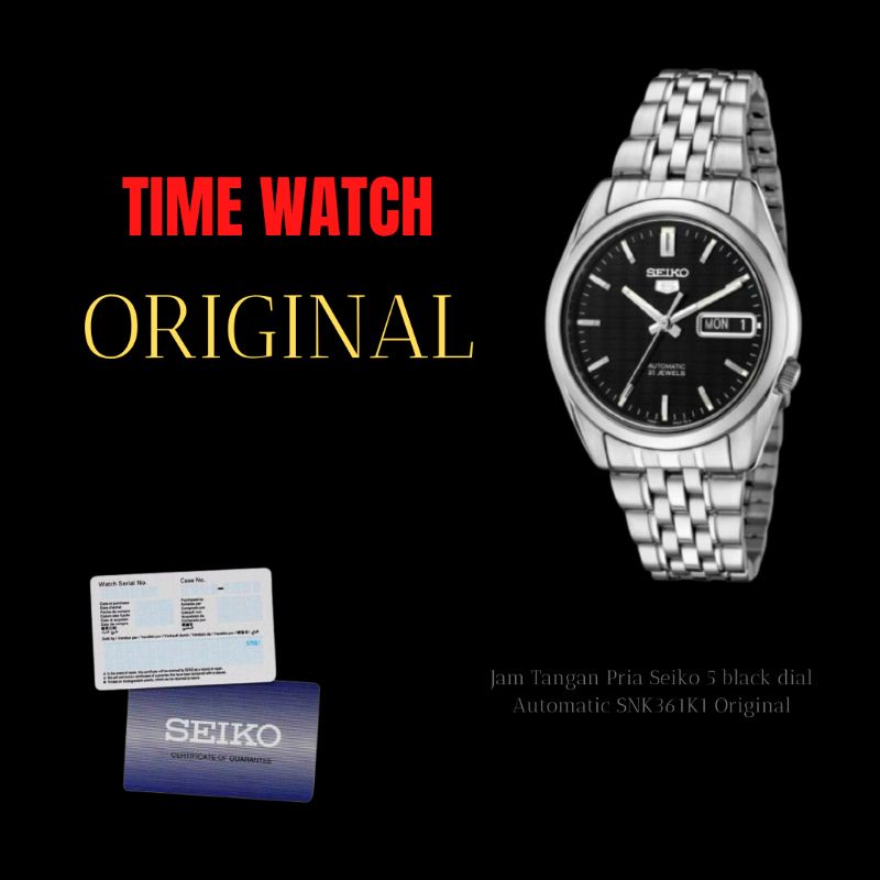 Jam Tangan Pria Seiko 5 SNK361K1 Black Dial Automatic Original