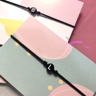  GELANG  NAMA  INISIAL HITAM  TALI  KARET 1mm A T Shopee 