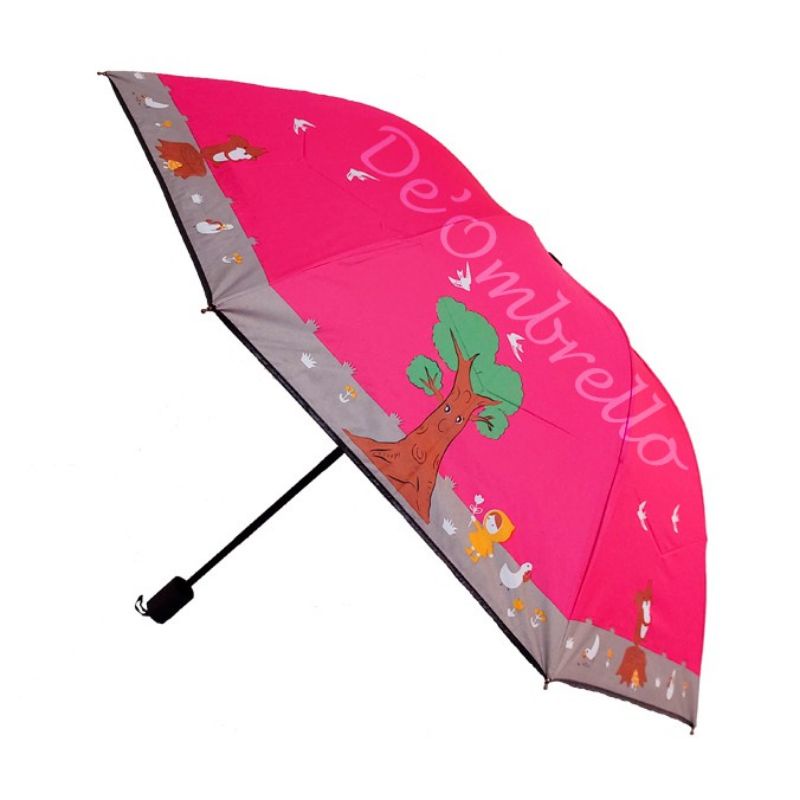 Payung lipat motif pohon nf413 lapisan dalam hitam - Payung murah bagus lapisan hitam