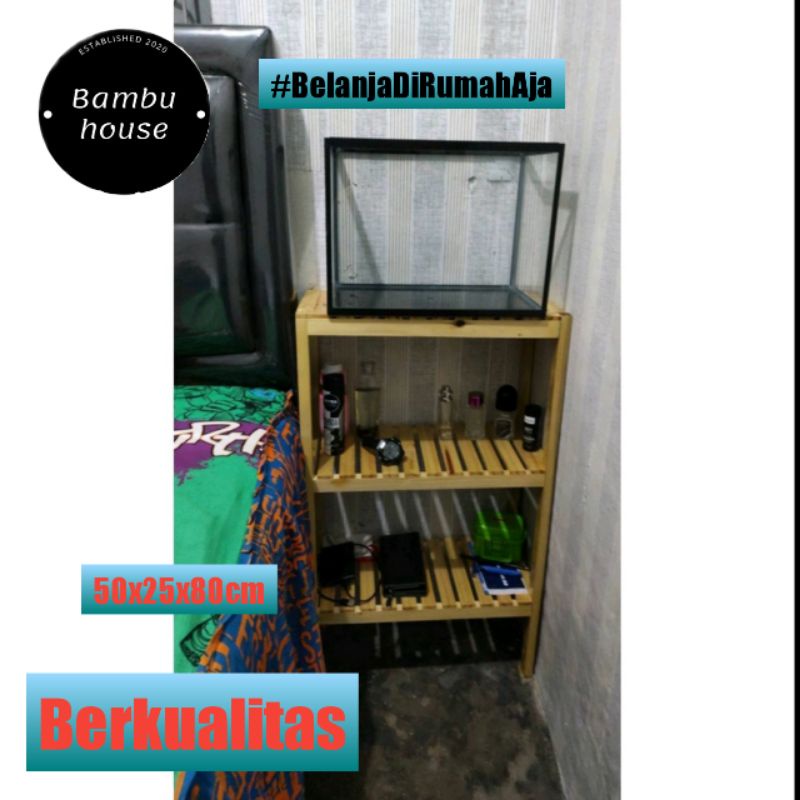 Meja kayu Rak Aquarium 3 tingkat | Rak susun minimalis | Rak penyimpanan serbaguna