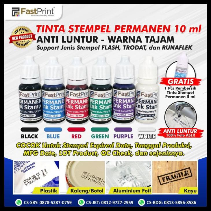 

Tinta Stempel Warna Permanen Fast Print 10 Ml - Hitam