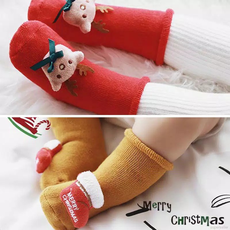 Kaos Kaki Tebal Edisi Natal untuk Bayi Usia 0-3 Tahun Super High Quality