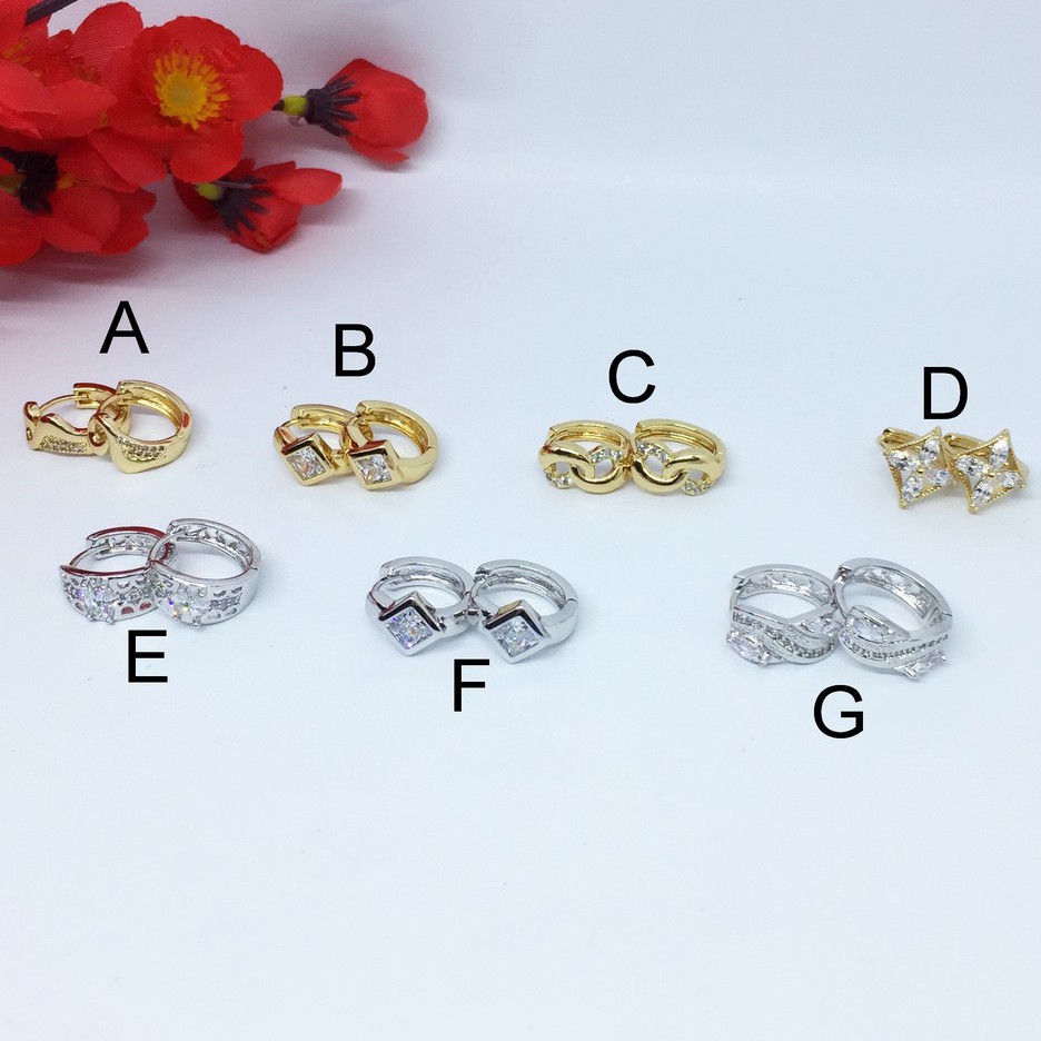 Perhiasan Anting Merek Xuping Asli Rhodium Premium Simple Putih Gold Silver - BE323