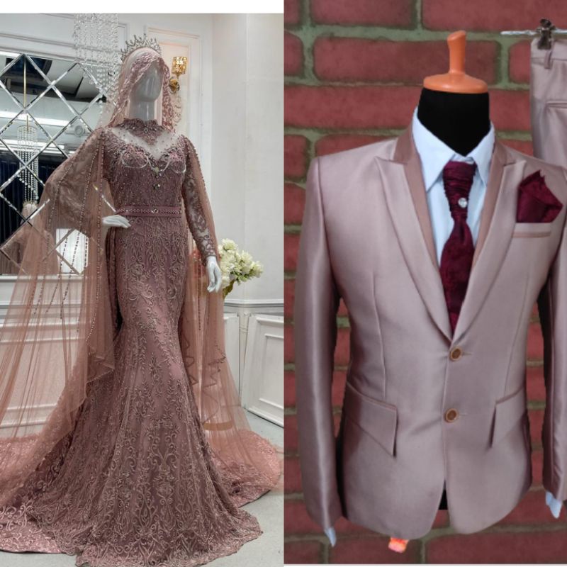 GAUN COUPLE PENGANTIN SLIM BEREKOR FULL PAYET// GAUN COUPLE JAS MEWAH//KEBAYA