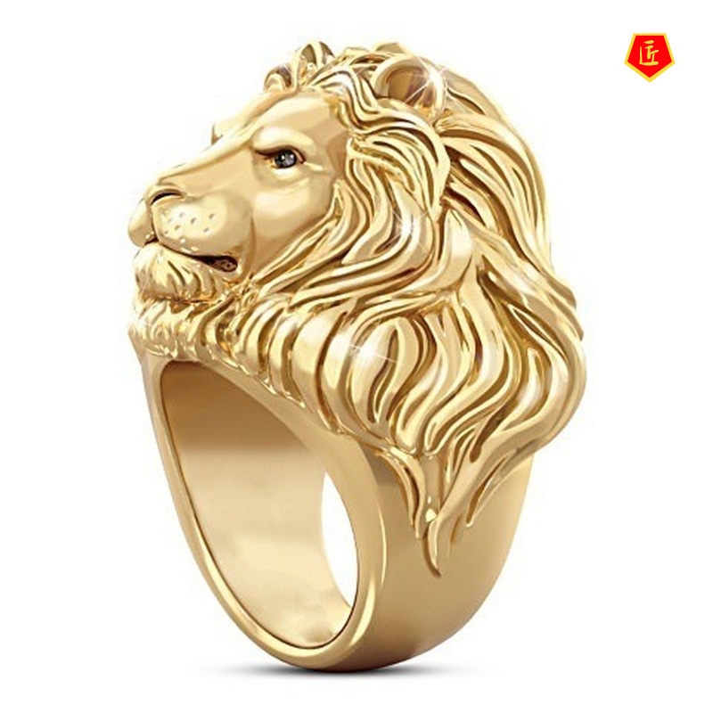 [Ready Stock]Hip Hop Domineering Lion Gold Ring