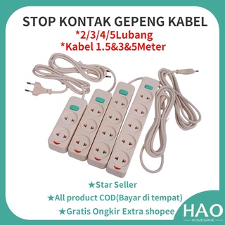 Stop Kontak Kabel 2/3/4/5 Lubang&1.5/3/5M/STOP KONTAK GEPENG SNI/CAHAYA SC-752/3/4/5