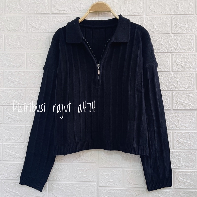 MIKI KNIT CARDIGAN RAJUT RESLETING KERAH WANITA