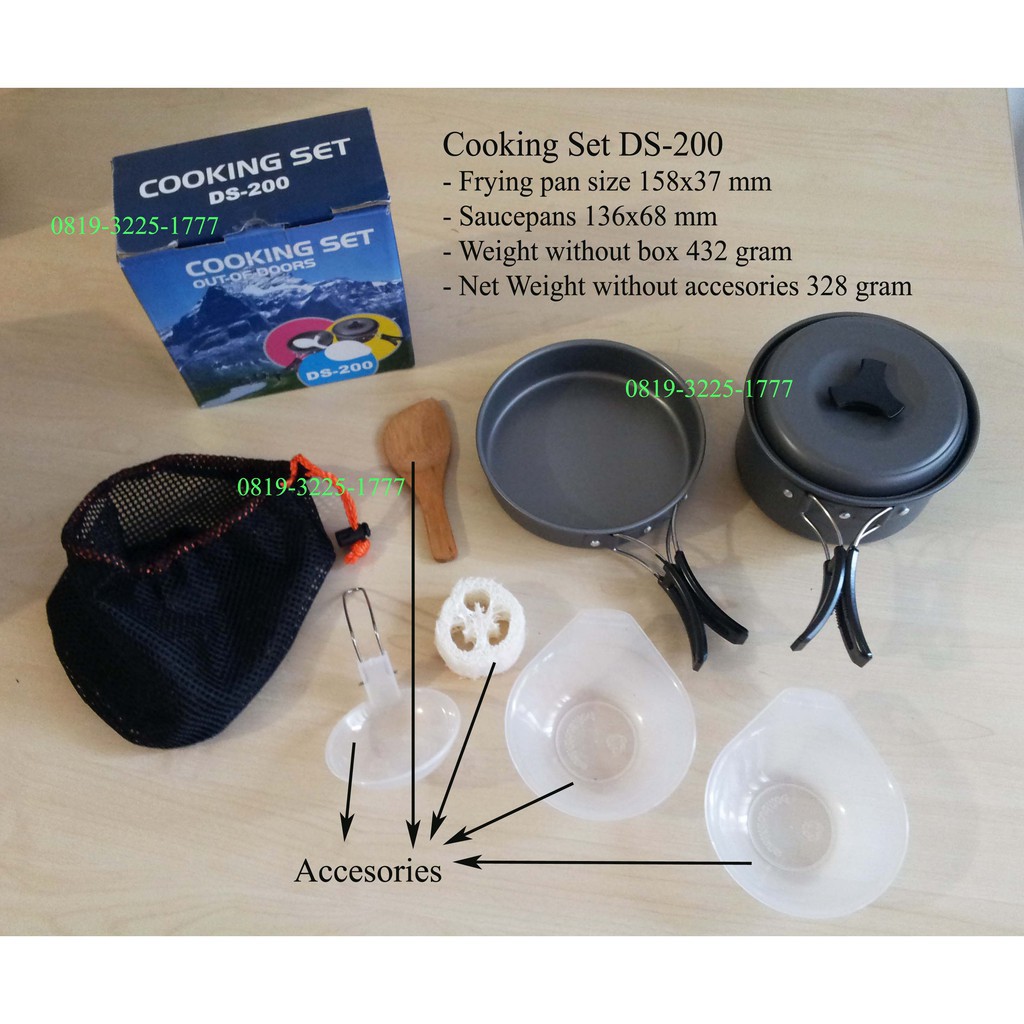 【Bisa COD】 Nesting Cooking Set 2 Susun 3 Orang | Alat Masak Portable DS-200 SY-200 DS200 SY200